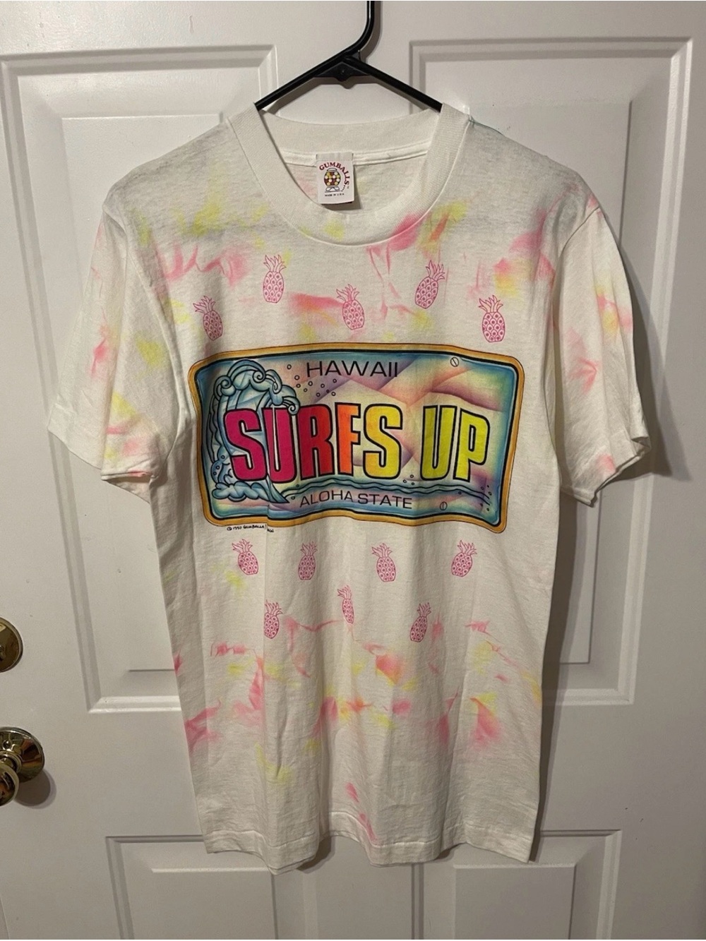 Vtg T Shirt 1990 Gumball Hawaii SURFS UP Aloha State Single Stitch Medium M